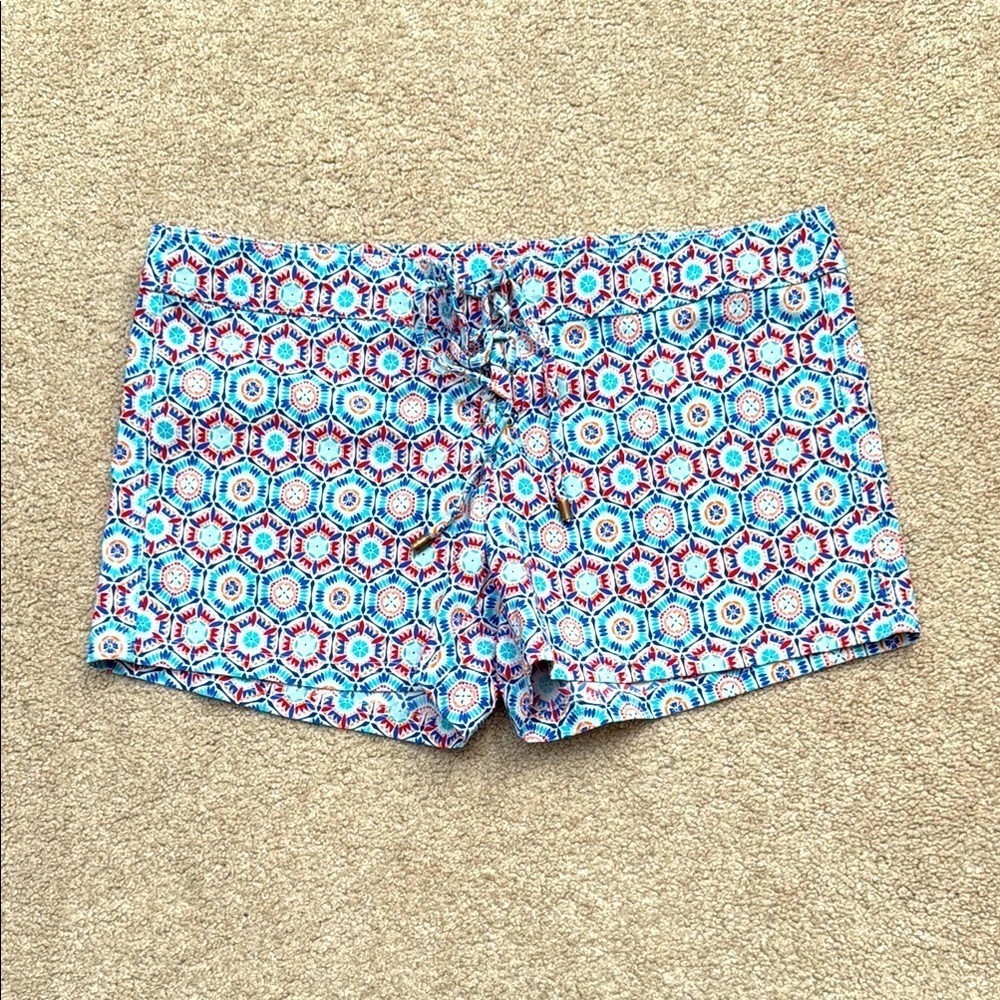 Helen Jon Nantucket 3" Lace Up Geometric Water Resistant Board Shorts Size 10